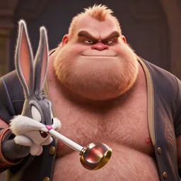 A badass photo of the real big chungus from looney tunes in a marvel movie, hyper detailed, award winning photography, perfect faces, 50 mm