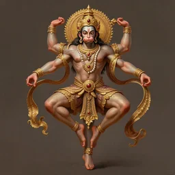 vertically centered award winning full body portrait of a beautiful ornated stretched hanuman god, leaping!!!, completely!!! stretched!!! hemstrings, intricate, elegant, highly detailed, digital painting, artstation, concept art, smooth, sharp focus, digital illustration, art by krenz cushart and artem demura and alphonse mucha