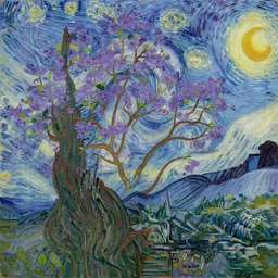 Van Gogh style painting of a Jakaranda tree