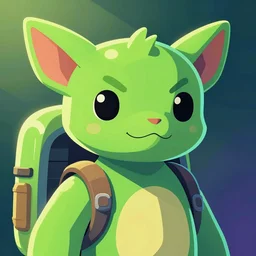 a portrait of falco, space animal, green, in retro colors, synthwave style, 2 d digital vector art