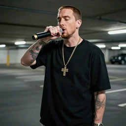 eminem rapping in an empty parking lot, hyper detailed, smooth, unreal engine, sharp focus, ray tracing