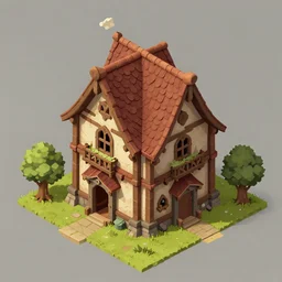 medieval house, isometric game asset, artstation