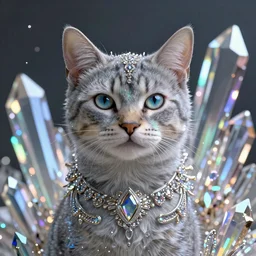 spectral aesthetic cat surrounded by crystal, elegant, intricate detail, ombient occlusion, refraction, light particles, prism effect, post processing, 8k render, aspects of fantasy - - 10:16 - - n 6- i - s