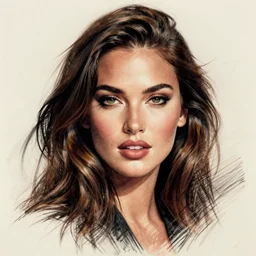 megan fox portrait, artwork by ryan gajda, graphic design, pen sketch