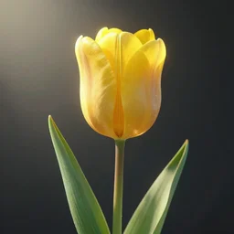highly detailed ray - tracing render of a yellow tulip, unreal engine, 3 d, godrays