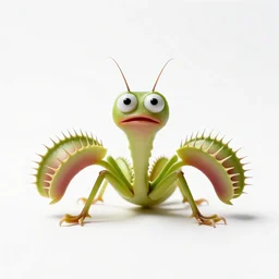 playful venus flytrap, photorealistic wildlife photography, full body, isolated on a pure white background, centered, entire subject in frame, sharp focus, soft studio lighting