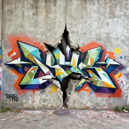sound waves breaking through, street art, geometric, poly, urban and gritty