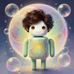 bob ross android, dreamy and ethereal,, fantasy, intricate, elegant, rainbow bubbles, highly detailed, digital painting, artstation, concept art, smooth, sharp focus, illustration, art by artgerm and greg rutkowski and alphonse mucha
