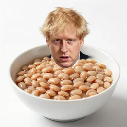 boris johnson baked into a bowl of beans