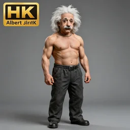 buff and muscular albert einstein, photograph, full body shot, 4 k, hd
