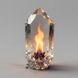 a small flame captured inside a crystal, detailed concept art