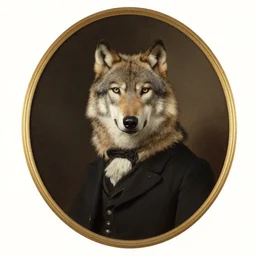 victorian portrait of a wolf