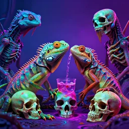 a secret dream held by the reptilian overlords in psychedelic neon colors. drinking from the skulls of the poor