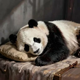 a bored Panda going to sleep, by salvador dali