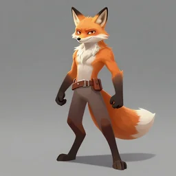 fox character concept art, t pose, video game concept art
