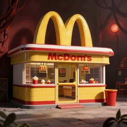 a nonstandard 80s mcdonald’s play place in hell, vintage nostalgic photograph