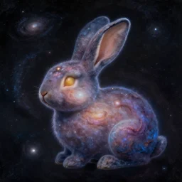 a galaxy in the shape of a bunny, realistic painting, classical painting, high definition, digital art, matte painting, very detailed, realistic