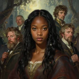 portrait of harmony of the black - haired princess, j. c. leyendecker, alan lee, clap! illustrations by starember, fantasy art by craig mullins, volumetric light effect created by ivan aivazovsky, peter morbacher, greg rutkowski, matte painting, trending on artstation, 4 k, perfectly outlined features, digital painting, cinematic, epic, very detailed, detailed and complex environment