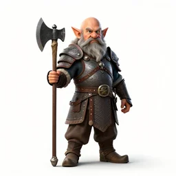 petite dwarf warrior with axe, cinematic studio photo, full body, standing, isolated on a pure white background, centered, whole figure in frame, sharp focus, studio lighting