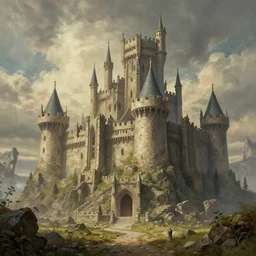 The Sci-Fi castle in a stone landscape, wallpaper ,d&d art, fantasy, painted, 4k, high detail, sharp focus
