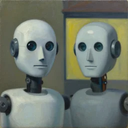 robot visages, pj crook, edward hopper, oil on canvas