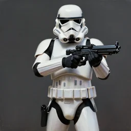 a long shot of an imperial stormtrooper in battle position ready to shoot his blaster concept art by Doug Chiang cinematic, realistic painting, high definition, very detailed, extremely high detail, photo realistic, concept art, the Mandalorian concept art style