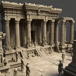 realistic hyper detailed hard surface modelled 3 d geometry, tomb raider temple ruins, deep perspective, wide angle, insanely detailed and intricate, ornate patterned people, by sir james guthrie