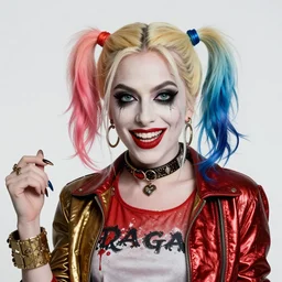 lady gaga as harley quinn, horror, high details, intricate details, by vincent di fate, artgerm julie bell beeple, 1 9 6 0 s, inking, vintage 6 0 s print, screen print