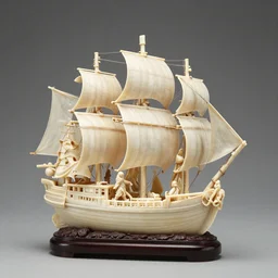 priceless figurine of an old ship carved out of ivory, Bernini