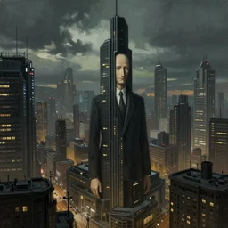 a painting of cyberpunk city 4 k unreal engine cg society by rene magritte