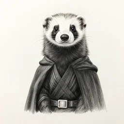 A ferret dressed up as a Sith, Coloured Pencil Sketch