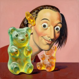 a gummy bear painting in the style of salvador dali