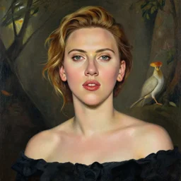 a beautiful portrait of scarlett johansson by lucian freud and arnold bocklin