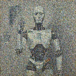 painting of a cyborg questioning his reality by graham sutherland, basquiat, neo - expressionism, muted colors