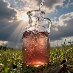 ultra - realistic soggy mystical potion close up, cinematic view, epic sky, detailed, concept art, low angle, high detail, warm lighting, volumetric, godrays, vivid, beautiful, trending on artstation, by jordan grimmer, huge scene, grass, art greg rutkowski