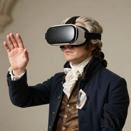 mozart with a vr headset