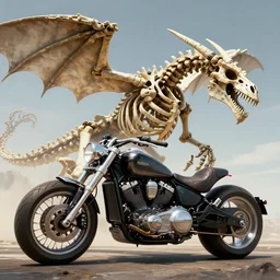 a gigantic skeleton dragon motorcycle, advertisement photography, artstation, digital art,