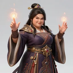 thick chubby filipina dnd mage, casting spell, sly grin, intricate robe, exaggerated perspective, beautiful detailed face, action pose, dynamic colors, dynamic shadows, dynamic lighting, geoff johns, jason fabok, jason fabok, brad anderson, splash art