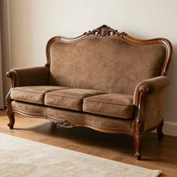 classic wooden sofa, realistic, detailed,