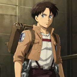 a key shot of Attack On Titan animation at mid-day, medium shot, waist up, studio Ghibli, Pixar and Disney animation, sharp, key art by Greg Rutkowski, dramatic lighting, flat texture
