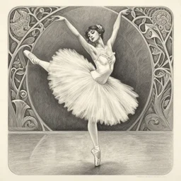a beautifull intricate pencil painting of a dancing ballerina, reflexions, verry high details by william turner art, greg rutkowski and alphonse mucha, trending on artstation, very very detailed, masterpiece, muted colors