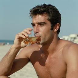 alain delon drinking in the sun, in plein soleil ( 1 9 6 0 )