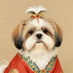 portrait of a shih tzu dog as chinese empress, chinese painting 1 2 0 0