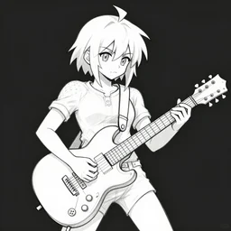 Manga sketch of Toriel from Undertale shredding guitar