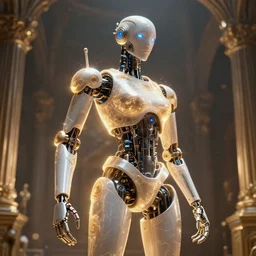 antropoid robot with houdini effects kodachrome 2 d 3 d ray tracing global illumination insanely detailed and intricate, hypermaximalist, elegant, ornate, movie atmosphere, movie lights, 8 k, light effect, rtx on, trending on artstation, by kilian eng, lee madgwick, bastien lecouffe - deharme