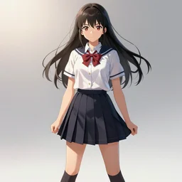 school girl, school uniform, seifuku, pleated miniskirt, overknee socks, battle angel alita. by rembrandt 1 6 6 7, illustration, illustrious makinami, volumetric lighting, amazing composition