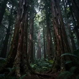 dark forest with huge dead jungel trees by Andreas Rocha