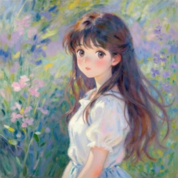 an extremely cute girl, very anime, trending artwork, 4 k, anime painter studio, an impressionist style by claude monet