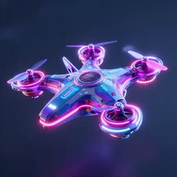 a photo of a futuristic neon flying toy with propellers