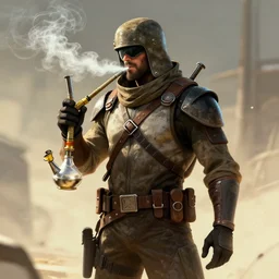 fallout new vegas ncr veteran ranger smoking a bong, concept art, 4 k